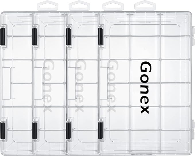 Gonex 3600 3700 Fishing Tackle Trays Lure Box with Adjustable Dividers | Clear PP Material, Adjustable Compartments, Fits Standard Tackle Box , For Fishing Lures Hooks Beads Accessories Storage