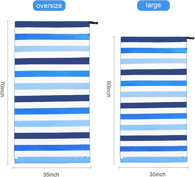 Exclusivo Mezcla Quick Dry Beach Towel, Large Lightweight Sandfree Pool Towel for Swimming Camping Travel with Bag (Blue, 30x60 Inches)