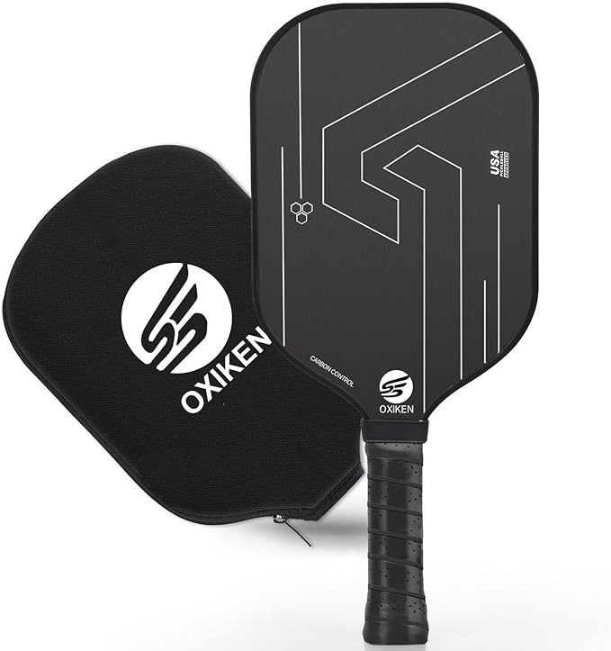 OXIKEN 16 mm Pickleball Paddles 2026 USAPA Approved T700 Carbon Fiber Pickle Paddle (CFS), High Grit & Spin, Honeycomb Core, 5.5” Elongated Handle, Anti Slip Sweat Absorbing Grip with Cover Case