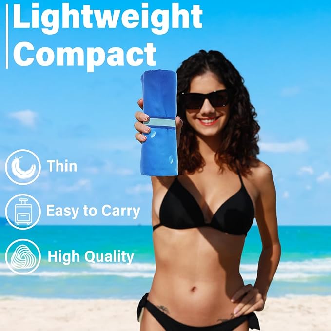 Widdonen Lightweight Thin Microfiber Beach Towel Sand Free Quick Dry Absorbent Compact Soft Pool Swim Travel Towels Extra Large Oversized Beach Accessories Packable Essentials Stuff Gifts for Adult