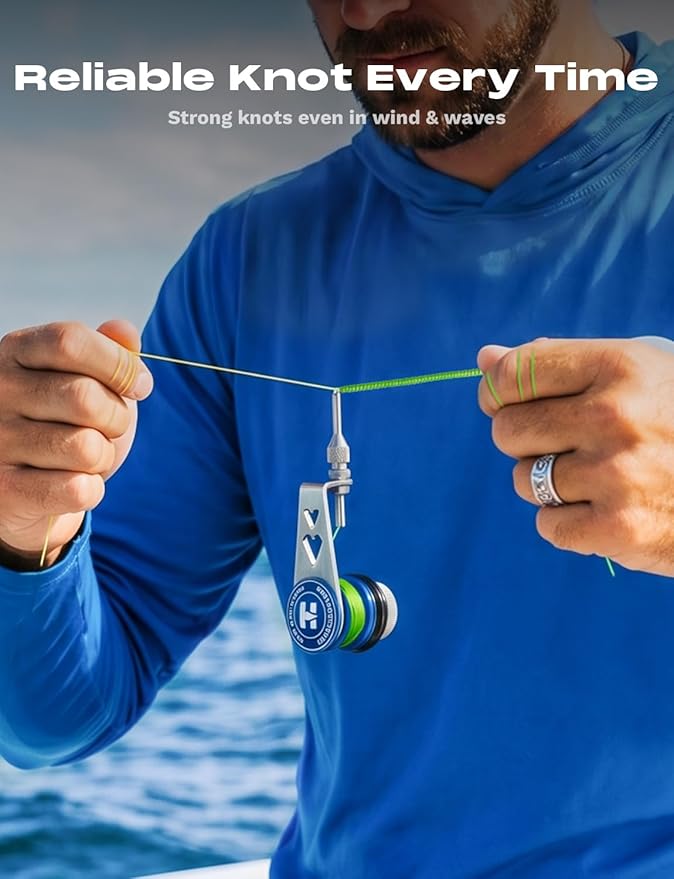 HOOK-EZE PR Knot Bobbin Tool & Knot Puller Tying Tool, Heavy Duty GT Assist Knotter Line Winder for Secure Ties, Offshore Saltwater Gear & Accessories