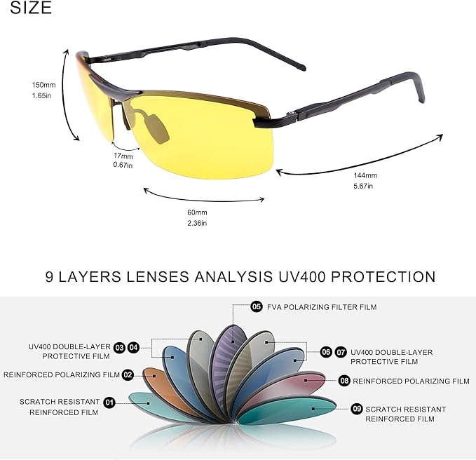 Polarized Photochromic Sunglasses for Men - UV Protection and Lightweight Sun Glasses for Driving Fishing