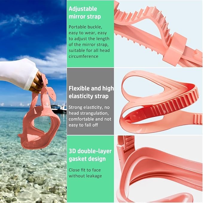 2 Sets Snorkeling Gear for Adults, Snorkel Set Adult Panoramic View, Anti-Leak Anti-Fog Scuba Diving Mask with Mesh Bag, for Portable Professional Diving Snorkeling Set
