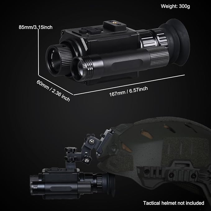 Night Vision Goggles Head or Helmet Mounted Monocular - 1080P HD Photo and Video Recording with 5X Digital Zoom & Adjustable Infrared 940nm IR, Night Vision 300M for Hunting, Camping, Surveillance