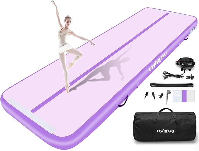 Inflatable Air Gymnastics Mats for Tumbling, 10ft/13ft/16ft/20ft Tumble Track Tumbling Mats for Kids, 4/8 Inches Thick Training Mat with Electric Pump Gymnastics Equipment for Kids Mat