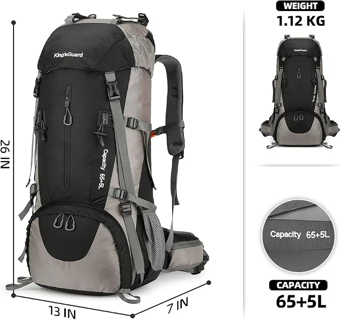 70L Camping Hiking Backpack with Rain Cover Waterproof Backpacking Backpack for Hiking Treeking Climbing Outdoor