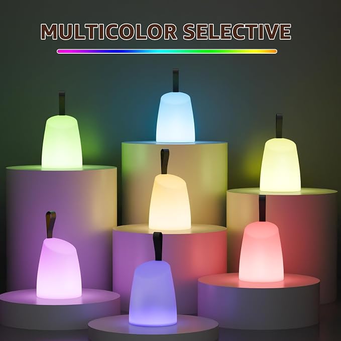 uuffoo Portable Led Lamp Water-Resistant, Led Camping Lantern with Handle,Battery Operated Lamp with Multi-Color & Warm White Modes,Water-Resistant Hanging Lamp Indoor/Outdoor Lamps for Garden,Camping