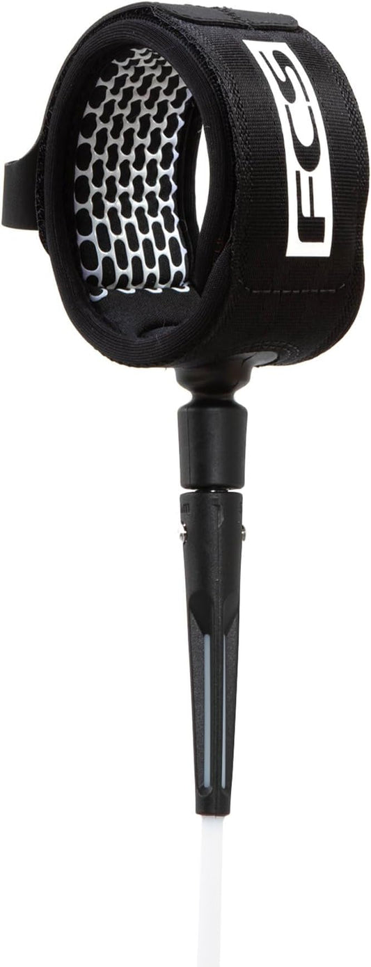 FCS All Round Essential Leash | Lightweight & Durable Surf Leash for 2-8ft Waves, in-Cuff Silicone Grip, Easy-Release Tab