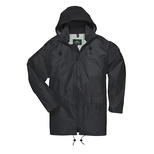 Portwest US440 Men's Waterproof Rain Jacket - Lightweight Durable Hooded Weather Protection Safety Coat Black, 6X-Large