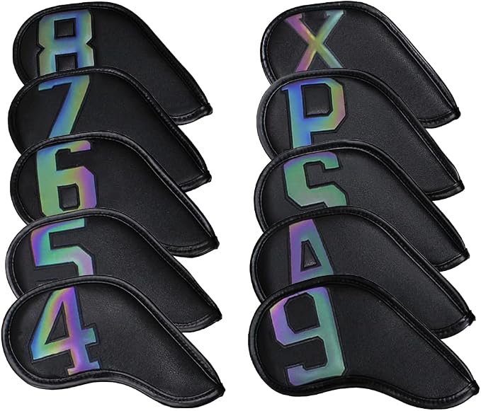 Scott Edward Golf Club Head Covers for Iron, 10 Pcs Leather Waterproof Material, Gradient Numbers Perfect for Mizuno Callaway, Ping, Taylormade, Cobra, Etc.