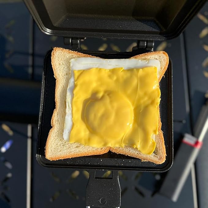 ‌Foldable Sandwich Maker – Double-Sided Non-Stick Grill Pan with Long Handle for Grilled Cheese, Breakfast & Outdoor Cooking (33x14x4.5cm)