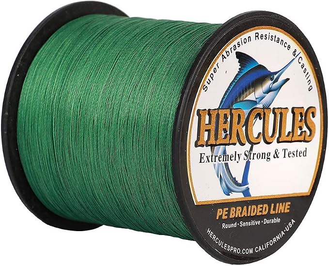 HERCULES Cost-Effective Super Strong 4 Strands Braided Fishing Line 6LB to 100LB Test for Salt-Water, 109/328 / 547/1094 Yards (100M / 300M / 500M / 1000M), Diam# 0.08MM - 0.55MM, Hi-Grade