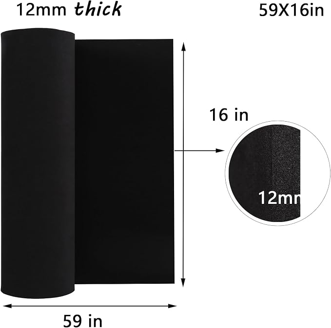 AMZQNART EVA Foam 12mm, Cosplay Foam 16x59 inch Black, High Density 90 kg/m³, for Craft Projects Cosplay Costumes, Fake Weapons, Decorations, Christmas, Easter, Thanksgiving, etc.