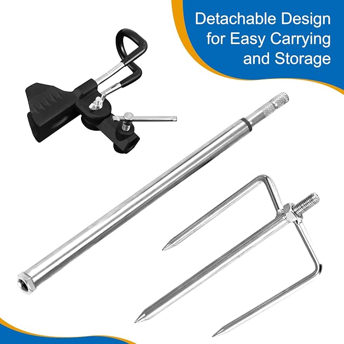 Fishing Rod Holders, 360 Degree Adjustable Fishing Pole Holders for Ground, Multifunctional Stainless Steel Beach Fishing Rod Holder Fishing Gifts for Men