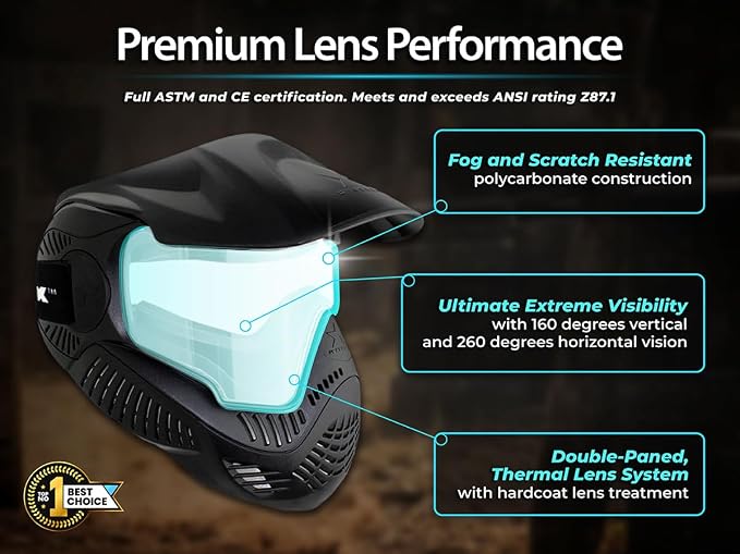 Evike Airsoft - ANSI Rated Annex MI-3 Airsoft Paintball Full Face Pro Mask with Thermal Lens by Valken