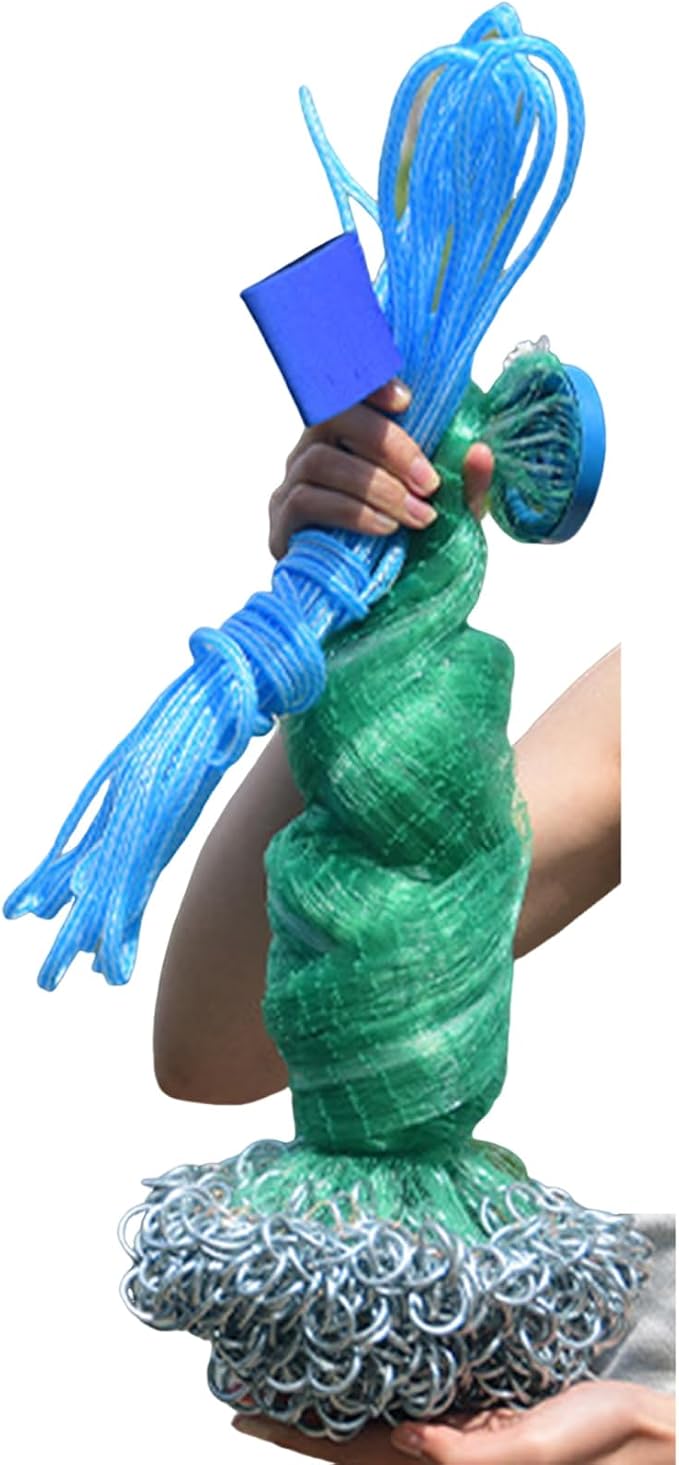 Easy Throw Cast Net for Fishing - Durable Fish Nets for Fishing with Smooth Casting, Perfect for Catching Fish, 8/9/10/12ft Radius
