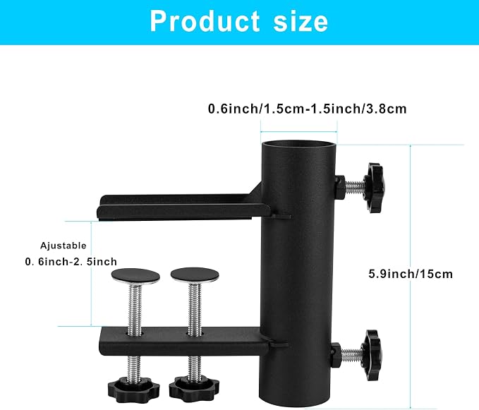 Patio Umbrella Clamp Deck Umbrella Stand Bench Buddy Umbrella Holder Clamp Beach Fishing Umbrella Mount Chair Clamp for Decks,Chairs,Docks,Pontoons,Flagpole,Picnic Tables,Beach Courtyard Balcony
