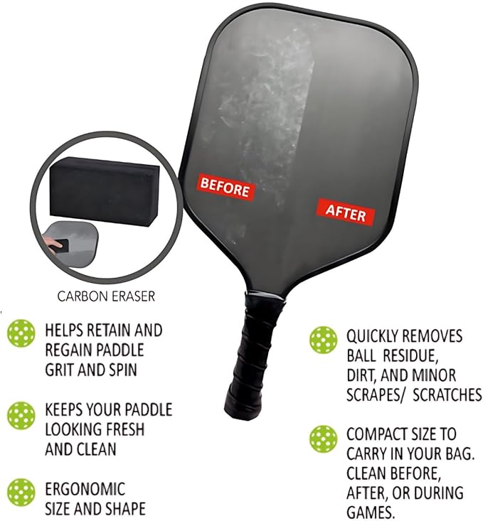 Pickleball Fun Paddle Eraser - Premium Quality, Durable Rubber - Removes Court Marks, Scuffs, and Dirt