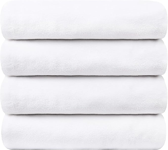 JML Bath Towel, Microfiber Bathroom Towels Set 4 Pack (30" x 60") for Adult Men Women - Large Size, Extra Absorbent, Quick Drying as Hair Wrap, Swim, Fitness, Sport, Yoga