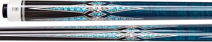 Collapsar CXT Pool Cue with Soft Case,Black with Cream Points and Turquoise,Wrapless Handle 58Inch Professional Pool Stick