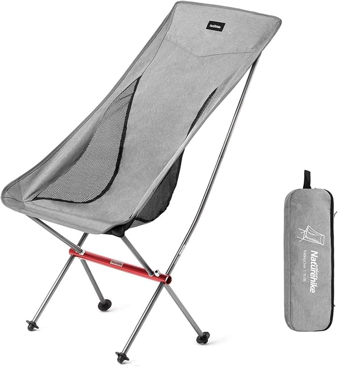 Naturehike Camping Chair, Foldable with Storage Bag, Outdoor Portable Chair for Adults, Lightweight, Supports 330lbs, Backpacking Chair for Fishing, Hiking, Beach, Lawn