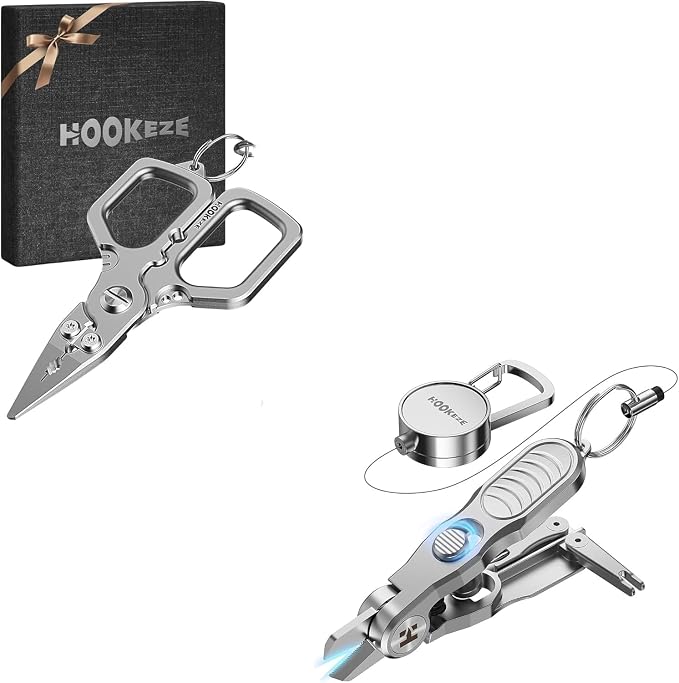 HOOK-EZE Titanium Fishing Pliers, 3-in-1 Fishing Line Cutter, Fly Fishing Nippers with Retractors