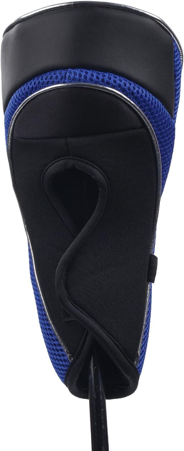 Andux Golf Wood Club Head Covers with Hook & Loop Set of 3 | for 460cc Driver Fairway Short Neck Faux Leather and Nylon-mesh Embroidery thread Number