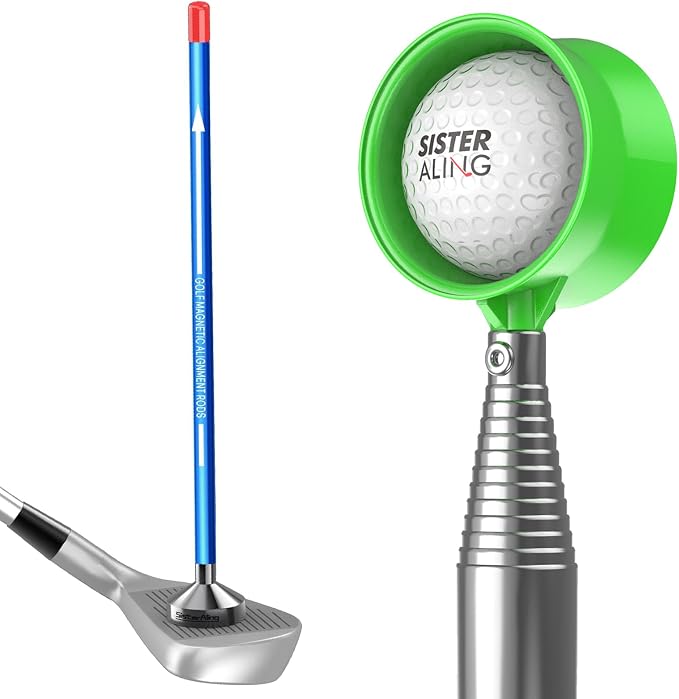 Golf Magnetic Alignment Rods and 9ft/12ft Water Telescopic Golf Ball Retriever