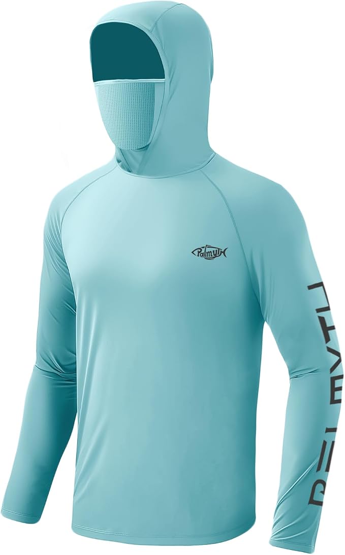 Palmyth Men's Fishing Hoodie Shirt UPF 50+ Quick-Dry Breathable Long Sleeve | Long Sleeve Fishing Shirt, UPF 50+ Sun Protection, Quick-Dry Fabric, Breathable Mesh Back, Built-in Face Mask, 4-way Stretch
