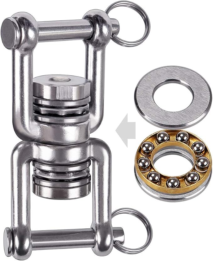BeneLabel Dual Hanging Rings Hammock Swing Hanger, Swivel Stainless Steel Mounting Bearing Set D Shape Open Loop for Indoor Outdoor Playground Chair Yoga Rope Punching Bag Sandbag