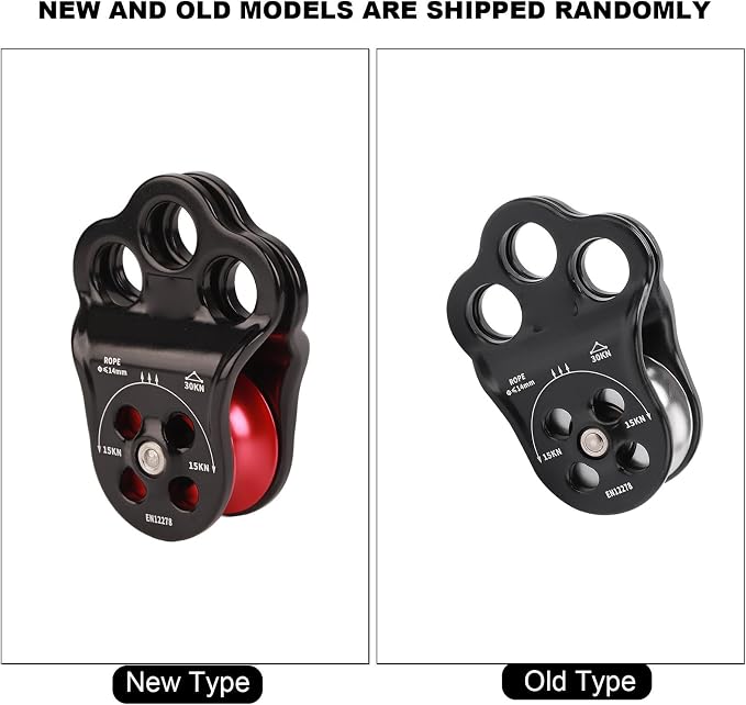30KN Dual Bearing Hitch Climber Pulley, for Arborist Tree Climbing with 3 Holes Side Plate