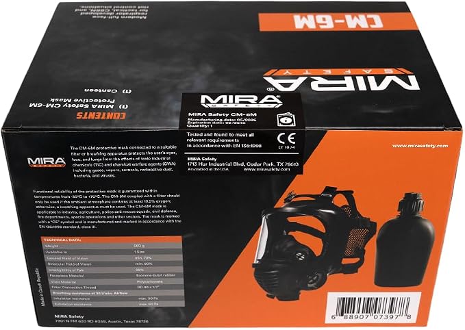 MIRA SAFETY M Certified CBRN Full Face Gas Mask Reusable Respirator Professional Grade (CM-6M Mask WITH Drinking System), 2 Piece Set