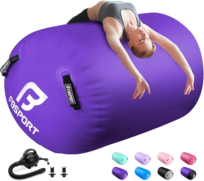 FBSPORT Air Roller Gymnastics Barrel, Inflatable Gymnastics Air Roller Inflatable Air Gymnastics Mat for Yoga Cheerleading Training Home Outdoor Indoor Use