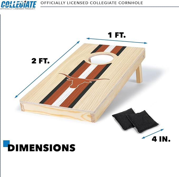 Wild Sports College Portable Size 1' x 2' Solid Wood Cornhole Set with Direct Print HD Team Graphics – Travel Size