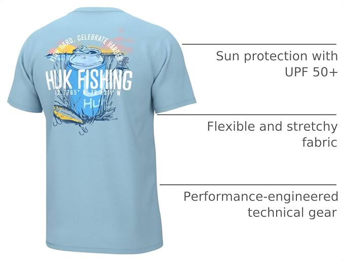 HUK Mens Performance Fishing Logo Tee, Short Sleeve T-Shirt for Men