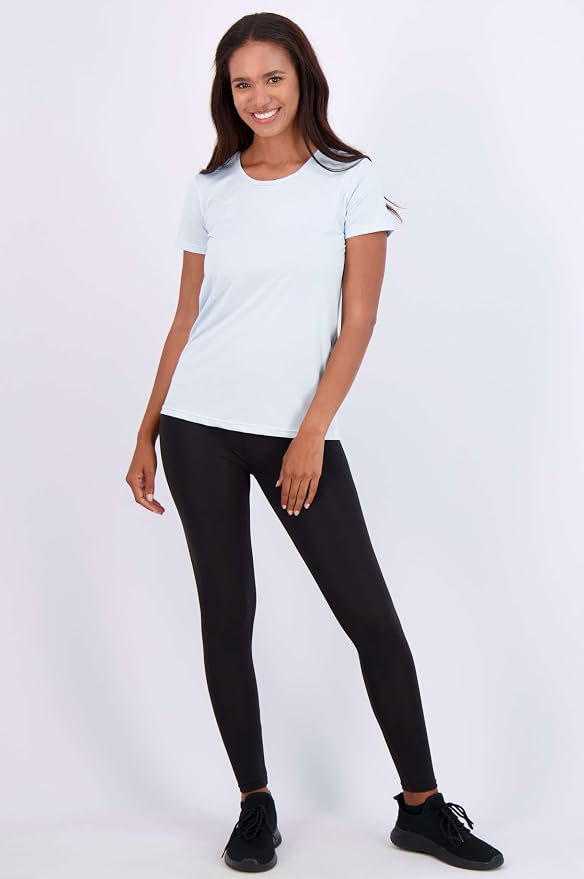 Real Essentials 5 Pack: Women's Short Sleeve T-Shirts Workout Tops Fitness Pilates Gym Activewear Athletic (Plus Available)