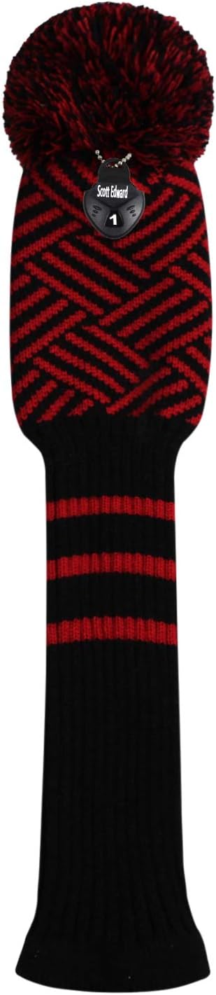 Scott Edward Knit Golf Club Cover for Woods and Driver Set of 5 Head Covers Protect Driver Wood(460cc)* 1 Fairway Wood*2 and Hybrid/UT*2 with Rotating Club Number Tags