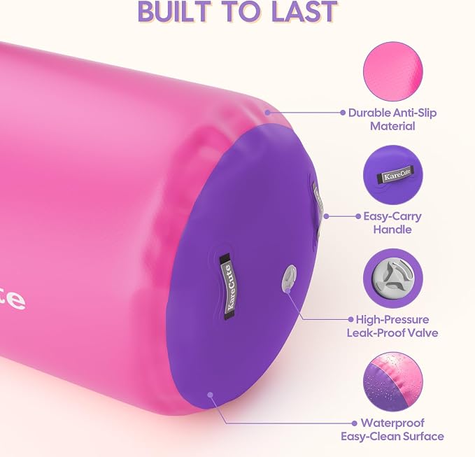 Gymnastics Air Barrel Roller, Inflatable Octagon Tumbling Mat, Tumble Track Equipment for Kids, Cheerleading & Back Handspring Training for Home Gym without Pump