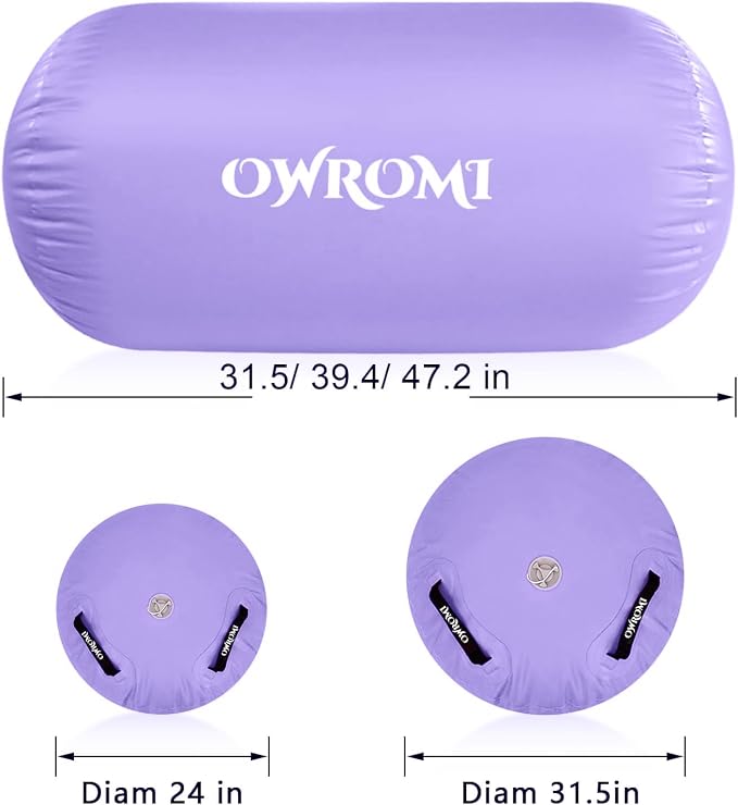 Inflatable Gymnastics Air Mat Tumble Track with Gymnastics Air Barrel - Inflatable Air Spot Tumbler Backbend Trainer Air Roller Tumbling Mat with Electric Pump