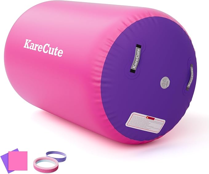 Gymnastics Air Barrel Roller, Inflatable Octagon Tumbling Mat, Tumble Track Equipment for Kids, Cheerleading & Back Handspring Training for Home Gym without Pump