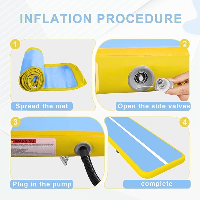 Inflatable Air Gymnastics Mat Tumble Track, 6.6/10/13/16/20ft Tumbling Mat Air Tumbling Track, Air Training Mat with Air Pump for Home/Water Fun/Gym/Yoga/Training/Cheerleading