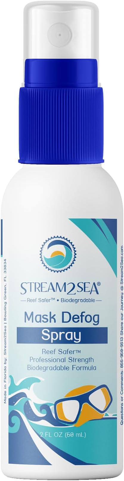 STREAM 2 SEA Reef Safe Anti-Fog Spray for Swim Goggles, Snorkel, Scuba & Ski Masks – Defogger for Diving, Snorkeling – 2Fl Oz