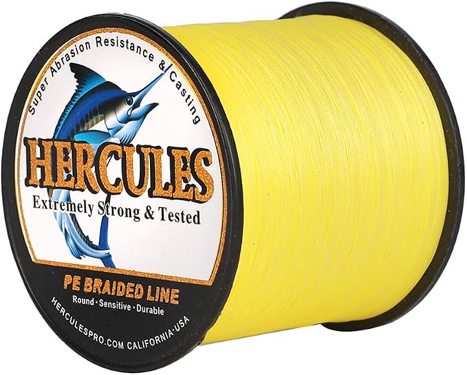 HERCULES Cost-Effective Super Cast 8 Strands Braided Fishing Line 10LB to 300LB Test for Salt-Water,109/328/547/1094 Yards(100M/300M/500M/1000M),Diam.#0.12MM-1.2MM,Hi-Grade Performance,Variety Colors