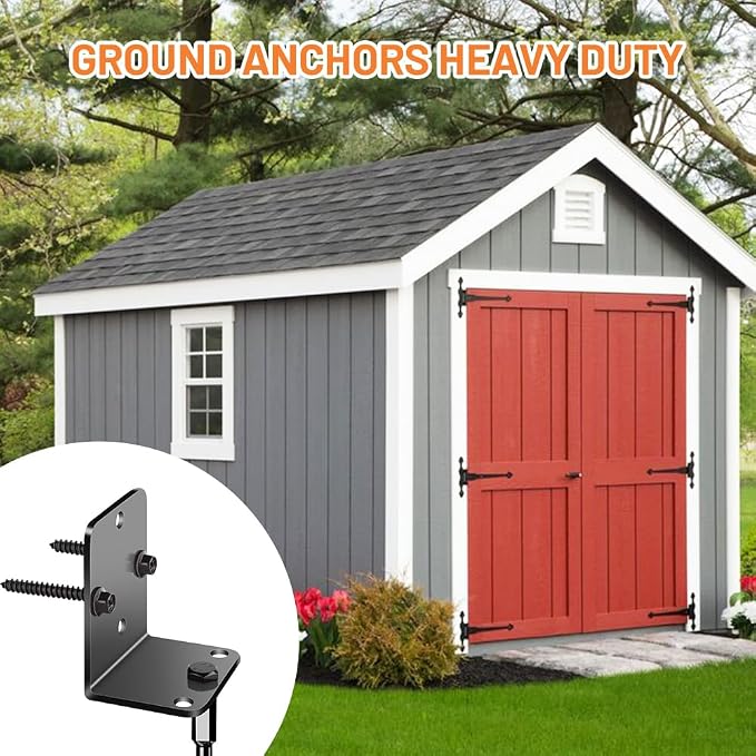 Ground Anchors Shed Anchors 27" Set of 6 Trampoline Stakes Screw in Heavy Duty Mobile Home - Storage Shed Anchor Kit - Playset Swing Anchors - Stakes for Fence,Carport,Garden (Black, 6 x 27in)