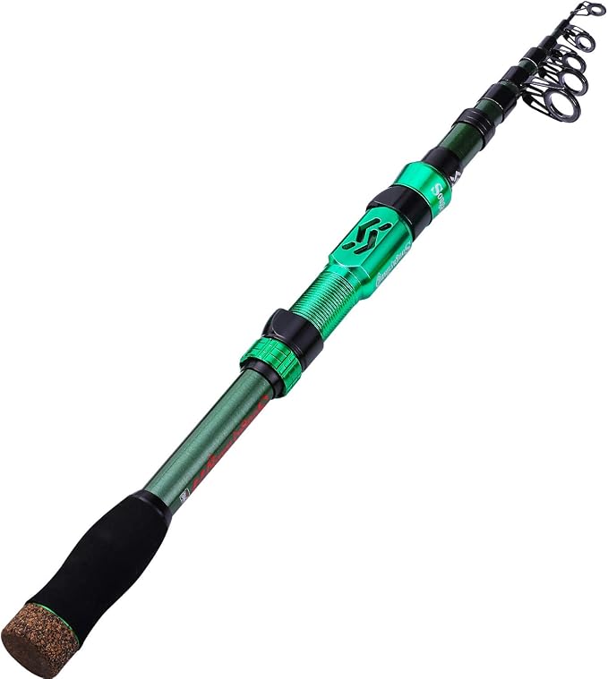 Sougayilang Telescopic Fishing Rod - 24 Ton Carbon Fiber,CNC Machined Reel Seat, Comfortable EVA Handle, Travel Fishing Rod for Bass Trout Fishing