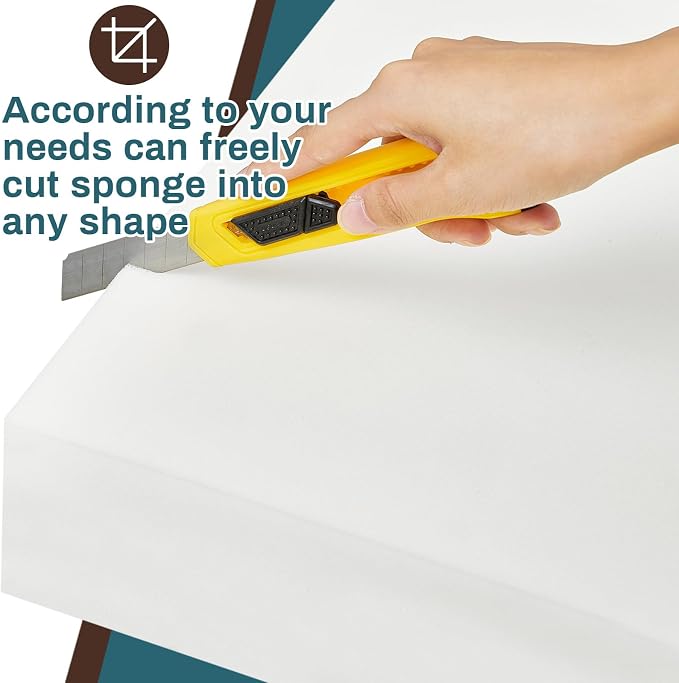 Frienda 2 Pack 6" x 24" x 27" Upholstery High Density Foam Cushion Replacement Square Cut to Size Foam Couch for Chair Couches Padding Shipping Packing DIY Cosplay Projects(White)
