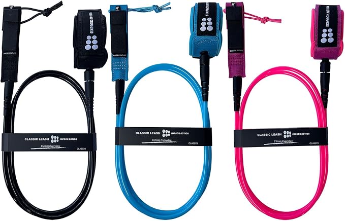 SIXPACK ACTION Classic Surfboard Leash, 6ft/7ft/8ft/9ft Pro Comp Surf Leash, Leg Rope with Superior Anti-Slip Cuff and Flexible Horn Connector