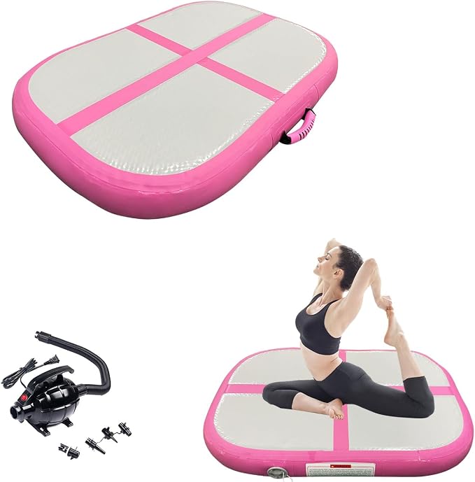 Gymnastics Air Roller Air Barrel Inflatable Tumbling Mat, Tumble Track Backhandspring Mat Gymnastic Equipment with Pump for Yoga Training Cheerleading Home Use