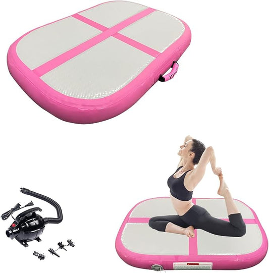 Gymnastics Air Roller Air Barrel Inflatable Tumbling Mat, Tumble Track Backhandspring Mat Gymnastic Equipment with Pump for Yoga Training Cheerleading Home Use