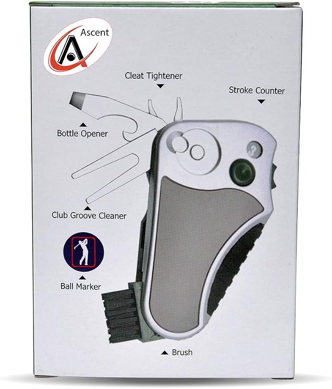 Golfer's Best Tool – 6-in-1 Golf Multitool | Fathers Day Gift | Stroke Counter, Divot Repair, Brush, Ball Marker, Cleat Tightener, Club Cleaner | Compact Golf Gift & Souvenir